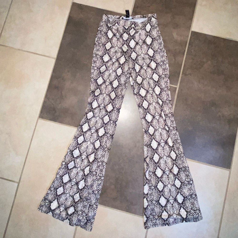 Snake print flare pants